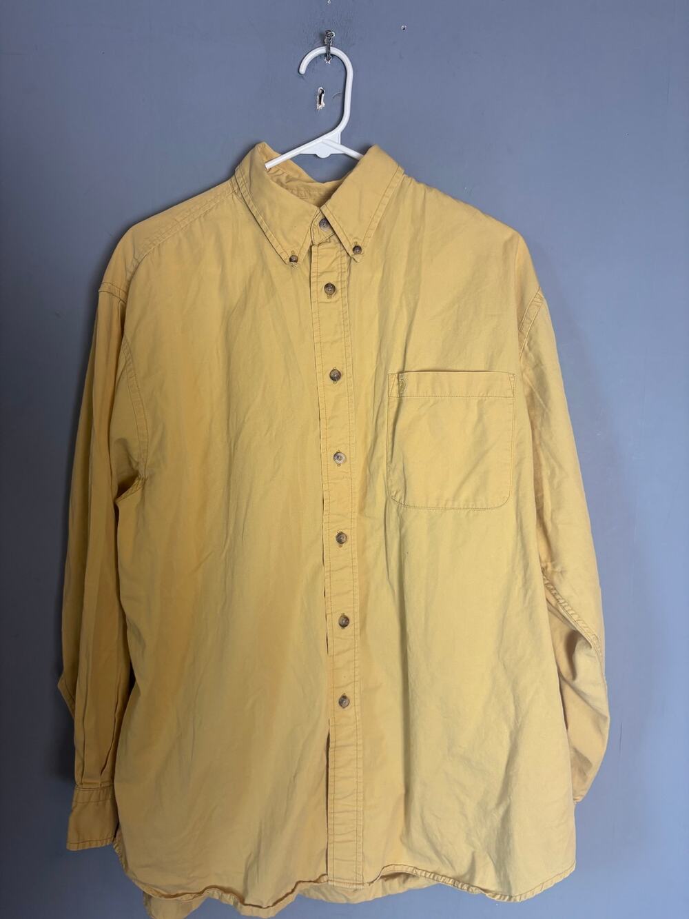 Duck Head 100% Cotton Button Up Shirt Yellow Mens L Read